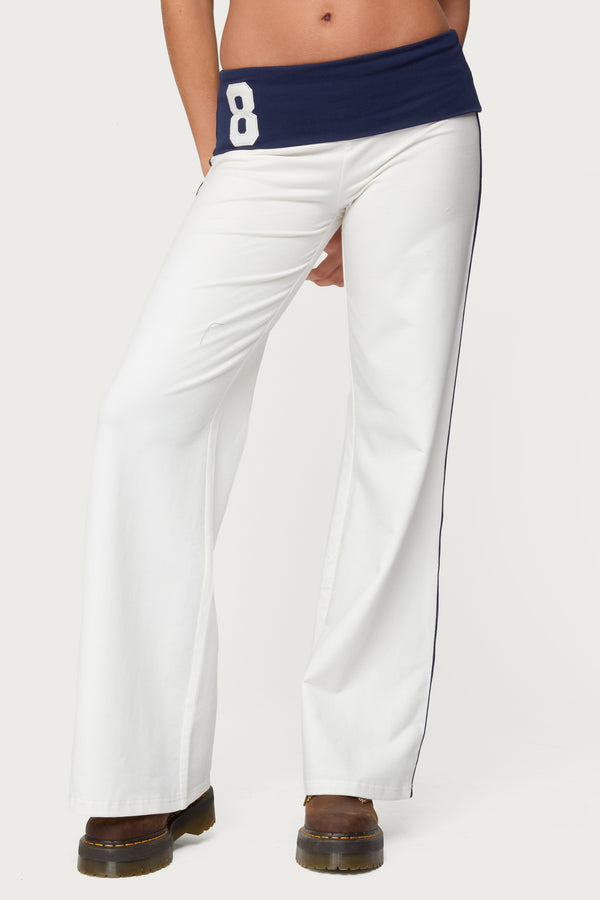 8 Contrast Fold Over Wide Leg Pants view 2