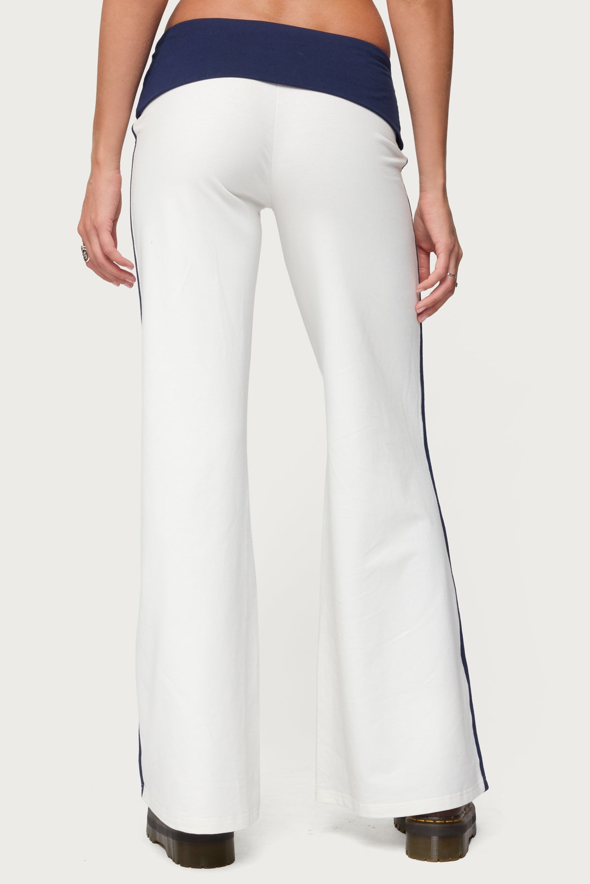 8 Contrast Fold Over Wide Leg Pants