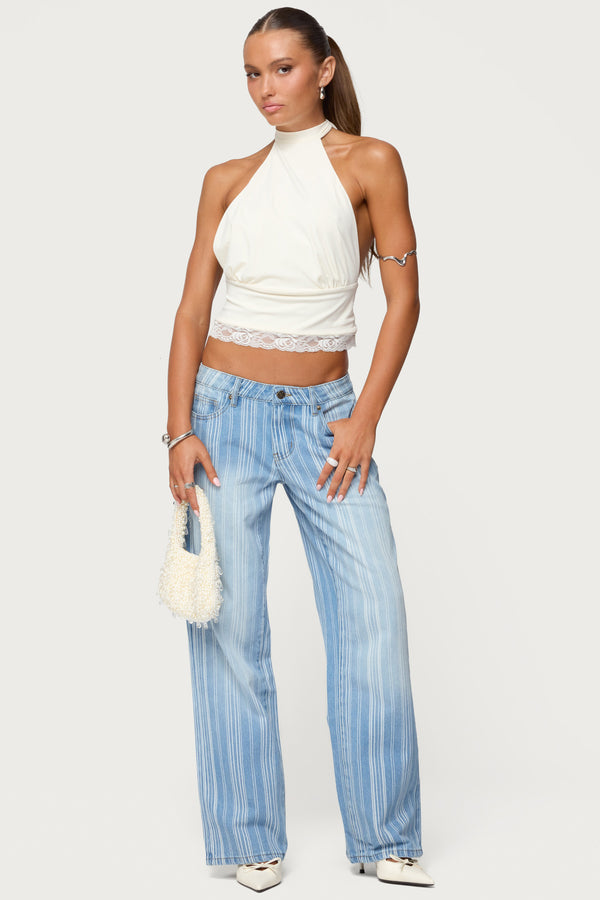 Tera Striped Low Rise Straight Leg Jeans view 1