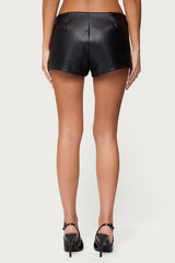 Studded Belt Faux Leather Micro Shorts