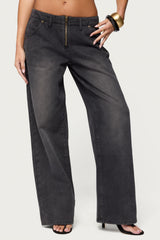 Aliyah Zip Low Rise Baggy Jeans