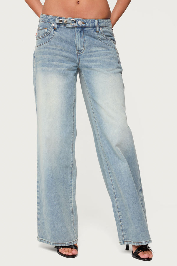 Celia Washed Low Rise Baggy Jeans view 2