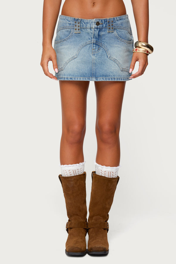 Tory Western Denim Mini Skirt view 2