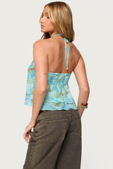 Dragon Lily Layered Chiffon Halter Top