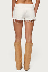 Frayed Vintage Washed Denim Shorts