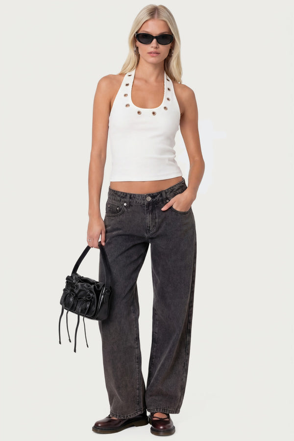 Petite Raelynn Washed Low Rise Baggy Jeans view 1