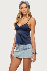 Blanca Satin Effect Lace Trim Tank Top