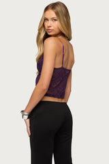 Sheer Lace Cutout Tank Top