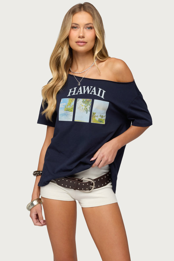 Hawaiian Babe Off Shoulder T Shirt view 1