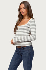Lockie Striped Knit Babydoll Top