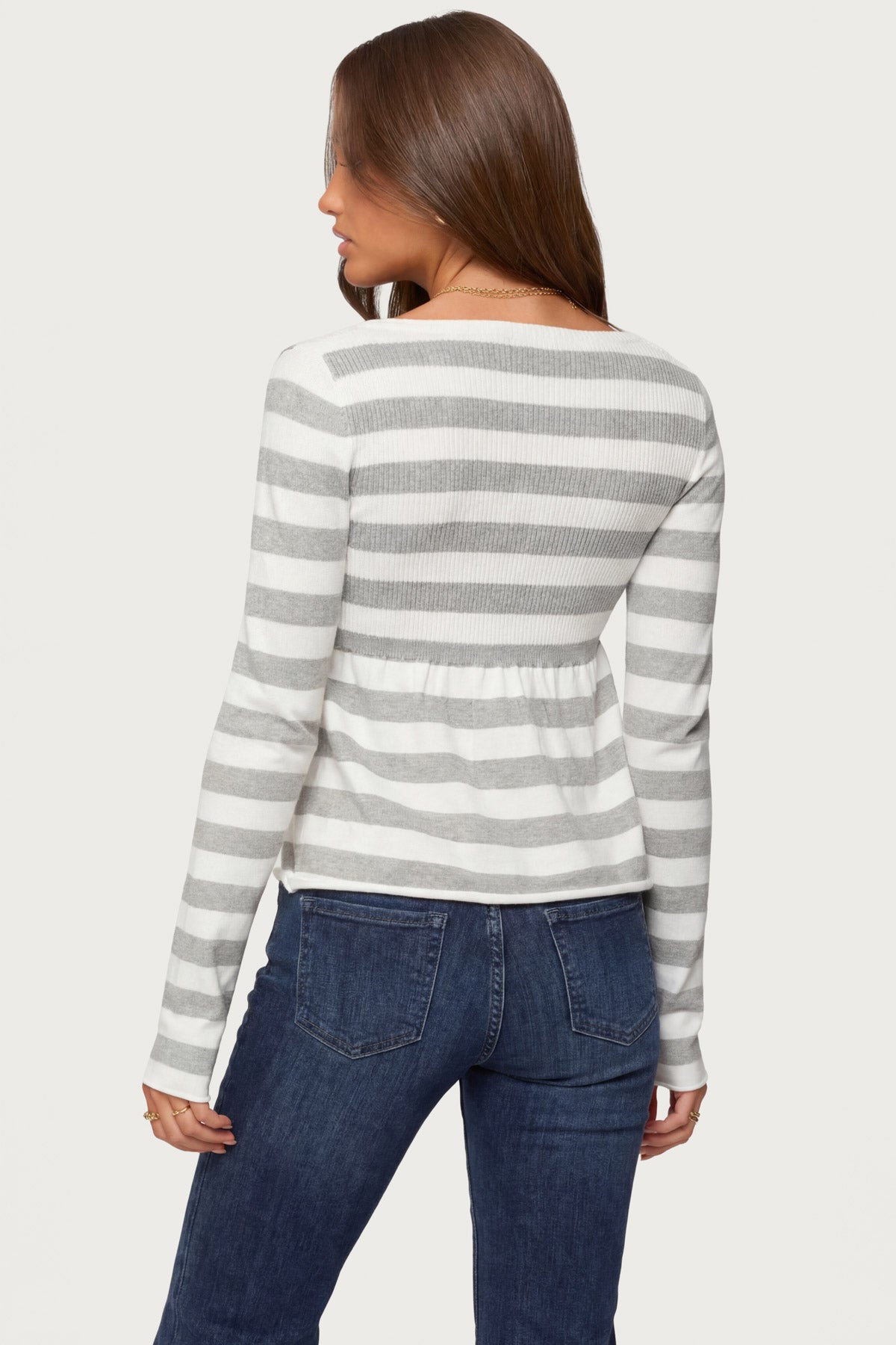 Lockie Striped Knit Babydoll Top