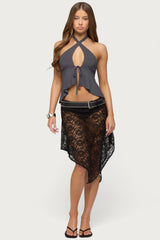 Dafnie Split Front Crisscross Halter Top