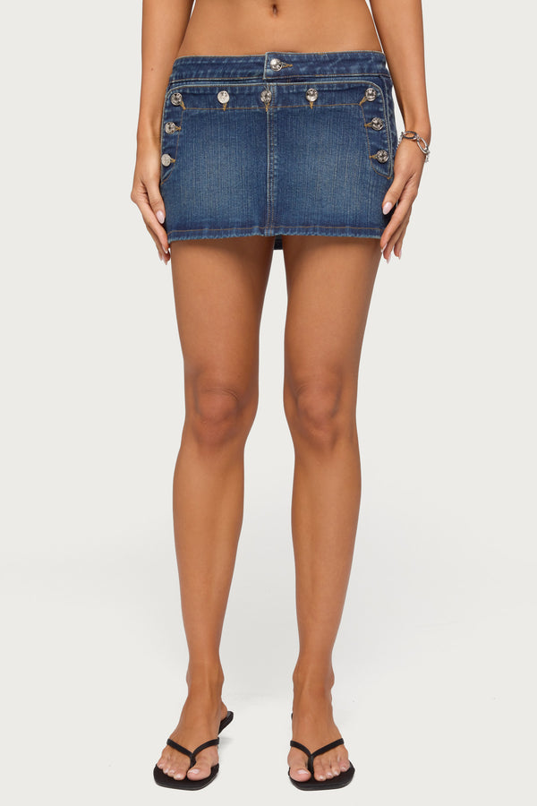 Fridie Buttoned Denim Mini Skort view 2