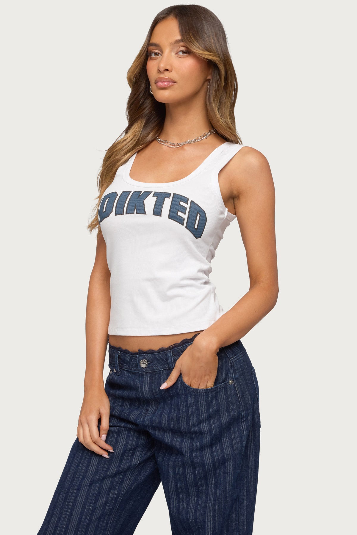 Edikted Girly Ribbed Tank Top