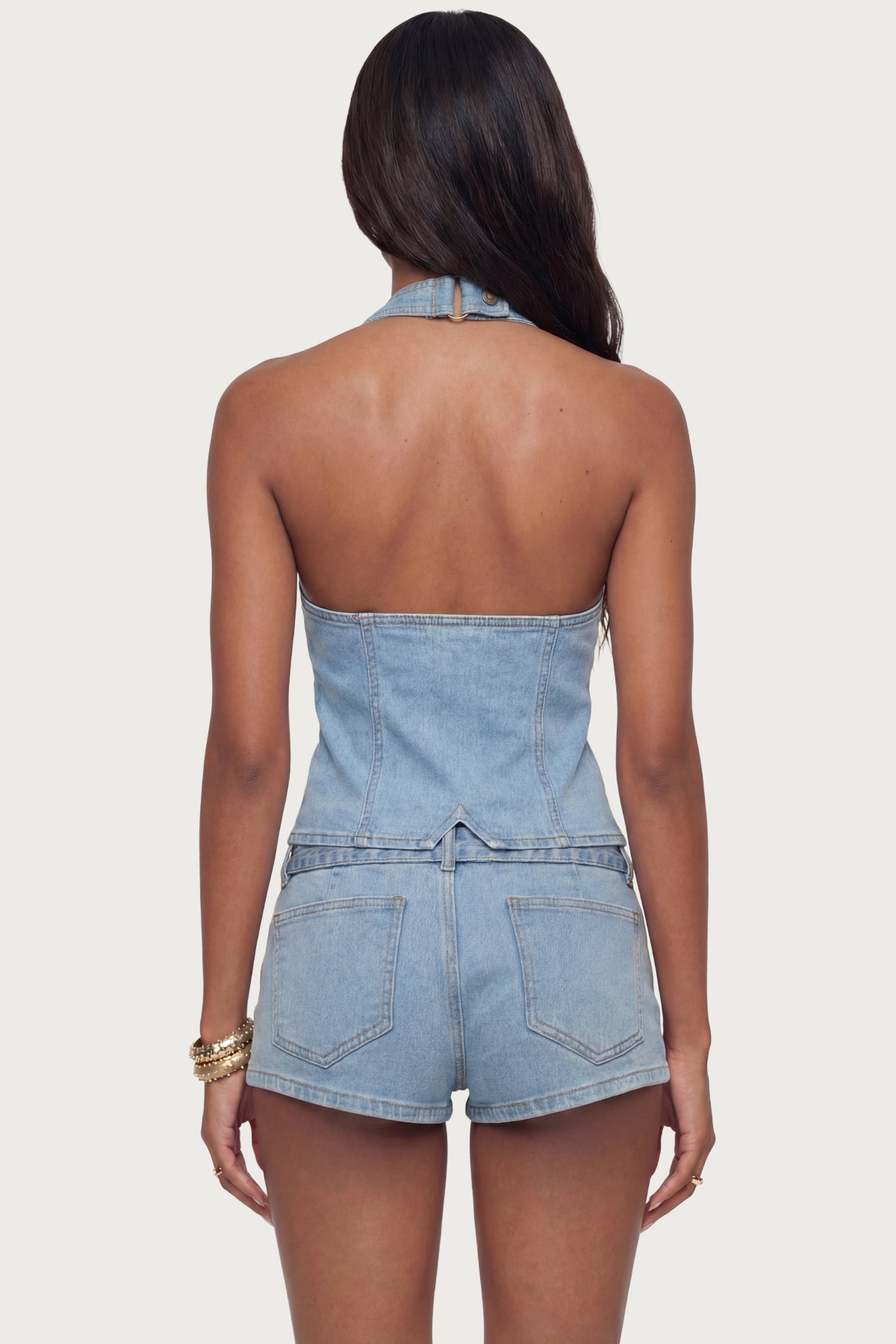 Ciel Split Front Denim Halter Top