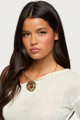 Textured Pendant & Stone Necklace