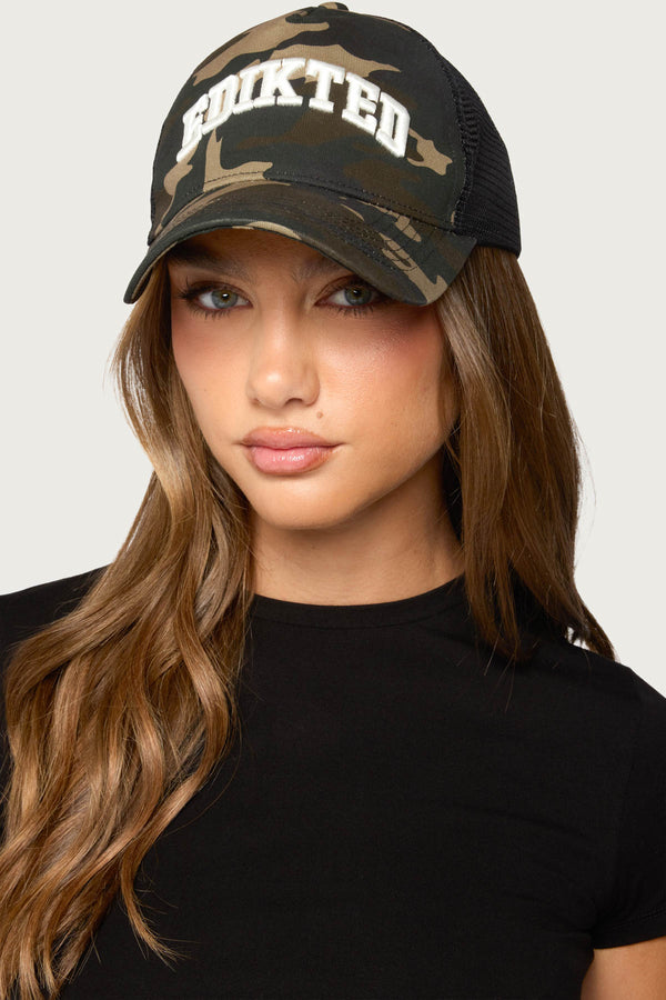 Edikted Core Camo Trucker Hat view 1
