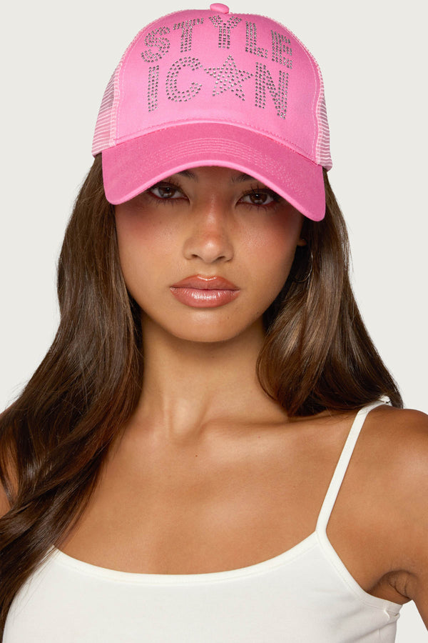 Style Icon Rhinestone Trucker Hat view 1
