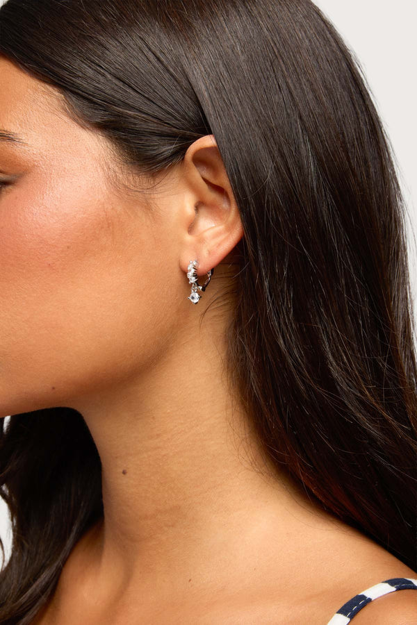 Faux Diamond Huggy Hoop Earrings view 1