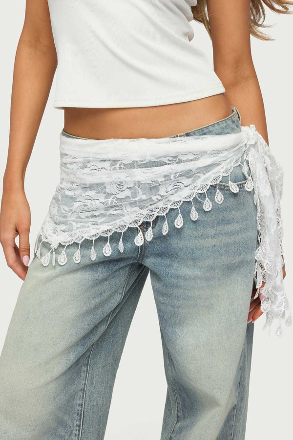 Lover Floral Sheer Lace Waist Scarf view 1