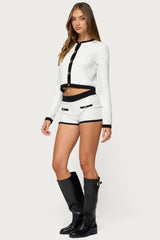 Mara Contrast Textured Knit Cardigan
