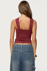 Cielle Wide Strap Gathered Top