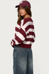 Kaz Striped Knit V Neck Cardigan