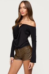 Kezya Draped Off Shoulder Top