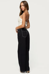 Kizzie Faux Leather Halter Top
