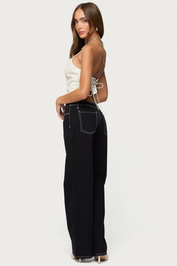 Kizzie Faux Leather Halter Top view 2