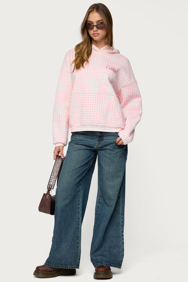 Edikted Gingham Oversized Hoodie view 2