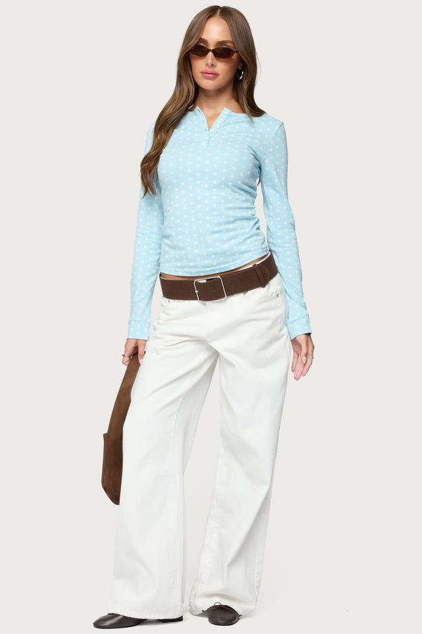 Keana Polka Dot Henley Top view 2