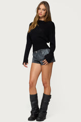 Rhiley Contrast Faux Suede Micro Shorts