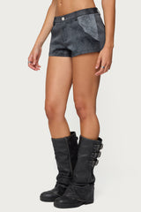 Rhiley Contrast Faux Suede Micro Shorts