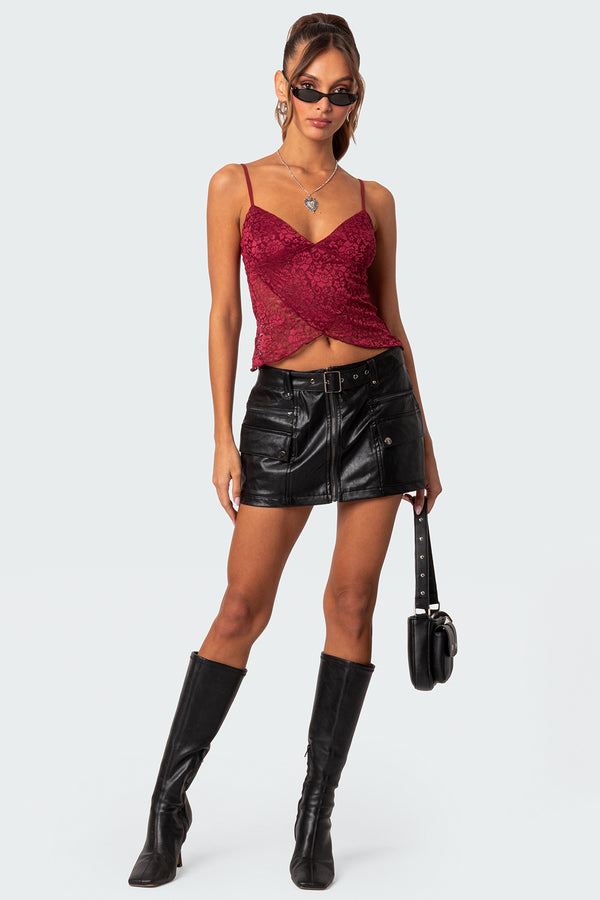 Faux Leather Cargo Mini Skirt view 1