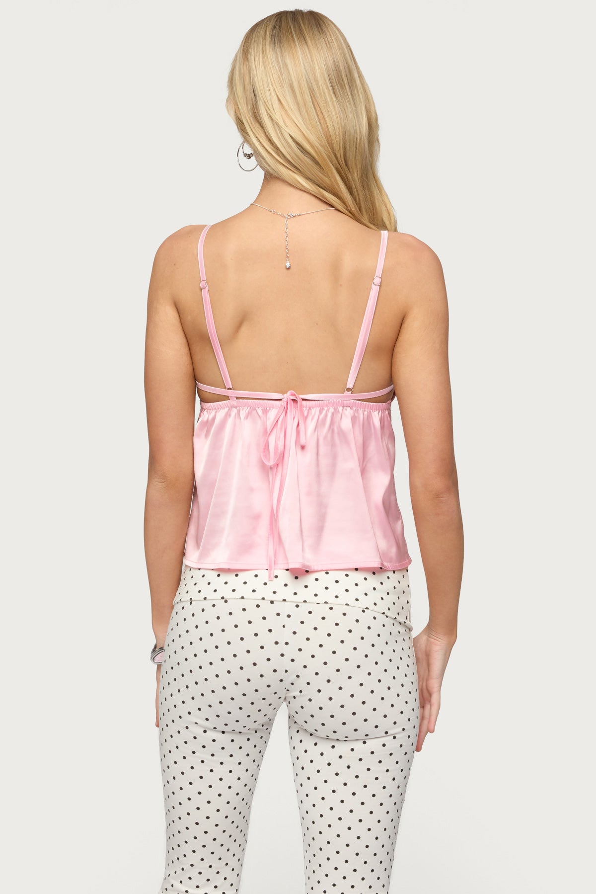 Blanca Satin Effect Lace Trim Tank Top