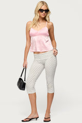 Blanca Satin Effect Lace Trim Tank Top