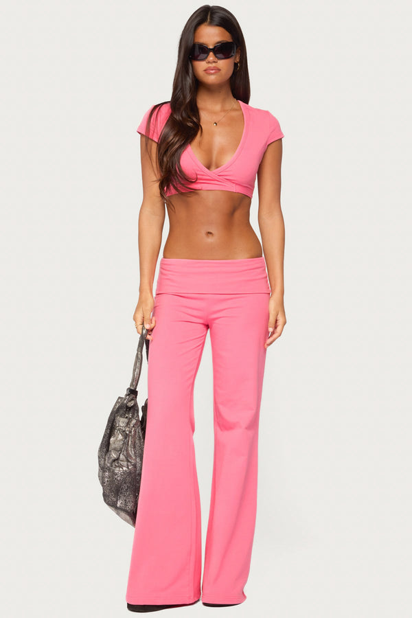 Wide Leg Foldover Pants view 2