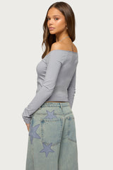 Nattie Off Shoulder V Neck Top