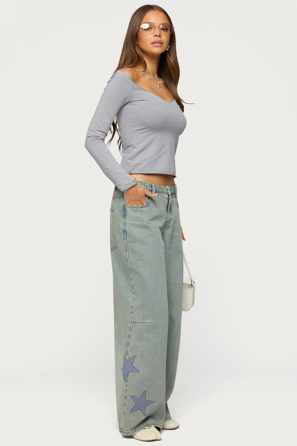 Trish Stars Low Rise Baggy Jeans view 1