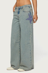 Trish Stars Low Rise Baggy Jeans