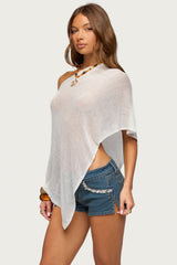 Azalia Asymmetric Knit Poncho