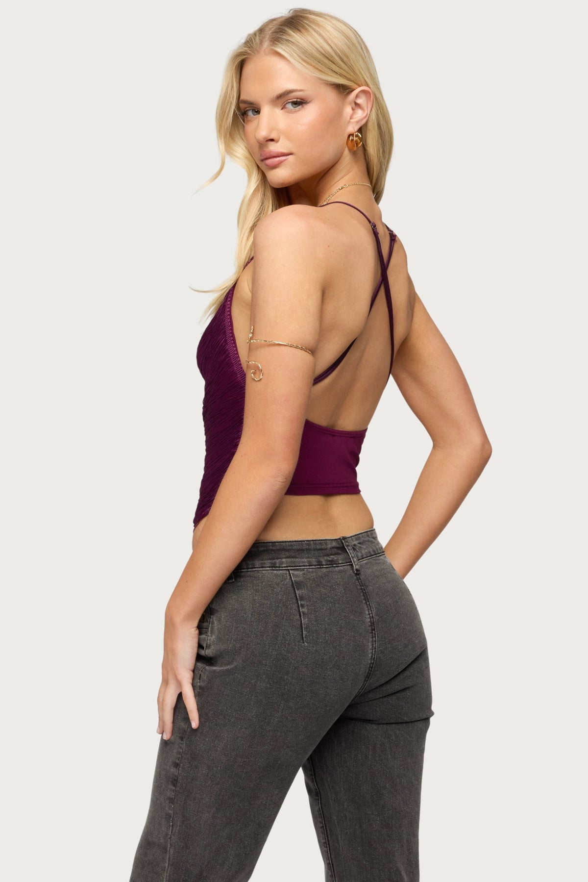 Elenie Fringed Cowl Neck Top