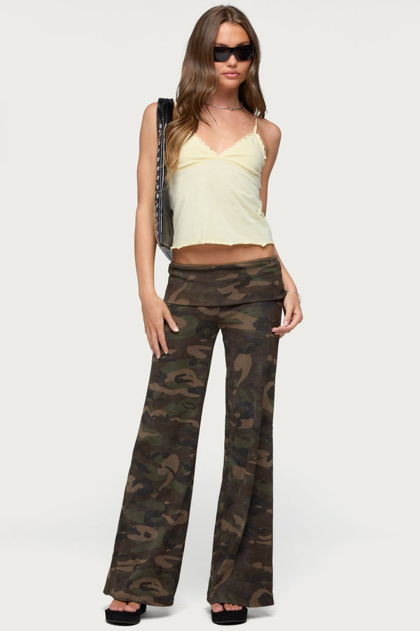 Lumielle Camo Wide Leg Foldover Pants view 1