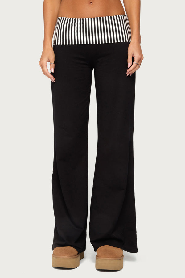 Meshey Striped Foldover Pants view 2