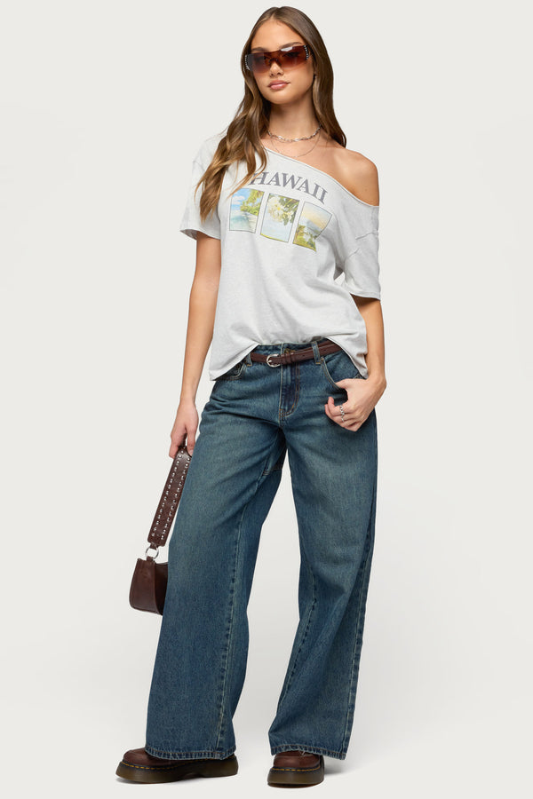 Hawaiian Babe Off Shoulder T Shirt view 2