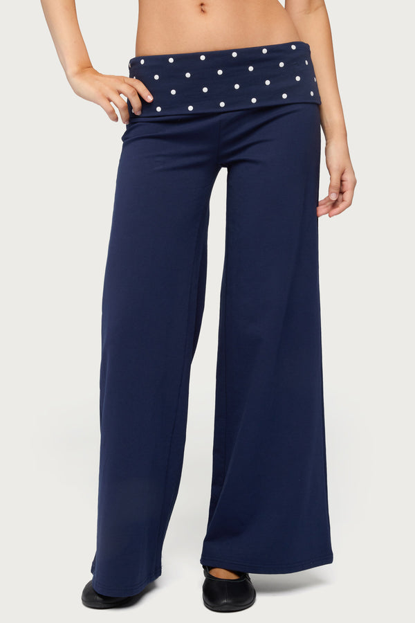 Petite Reeva Polka Dot Foldover Pants view 2