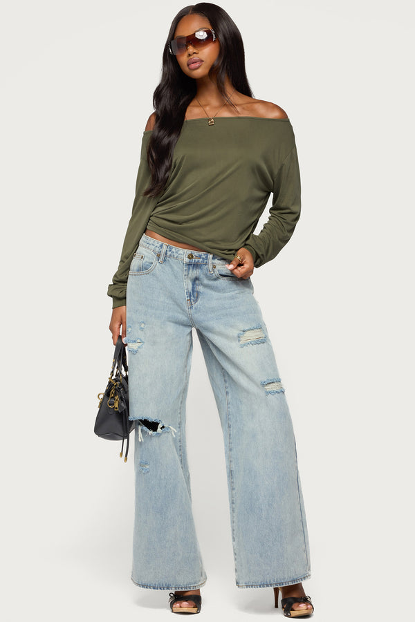 Nannie Off Shoulder Oversized Top view 2