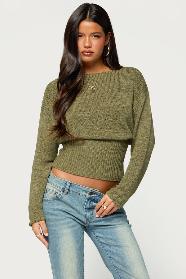 Tezi Boat Neck Light Knit Top view 1