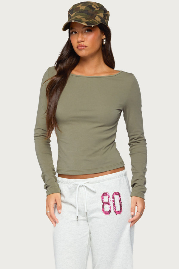 Savi Boat Neck Long Sleeve Top view 1